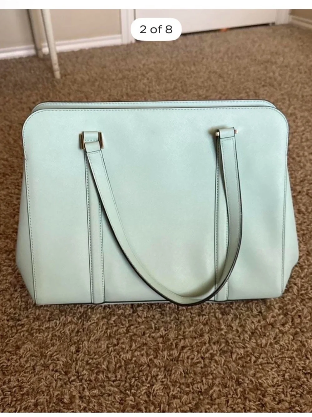 kate spade Mint Green Structured Tote with Gold Hardware